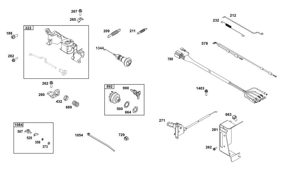 Controls Group Diagram and Parts List for 356447-0650-F1 200000 - 399999 Briggs and Stratton Engine